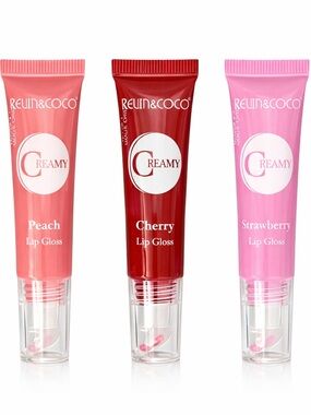 Creamy Lip Gloss Trio — Peach, Cherry & Strawberry